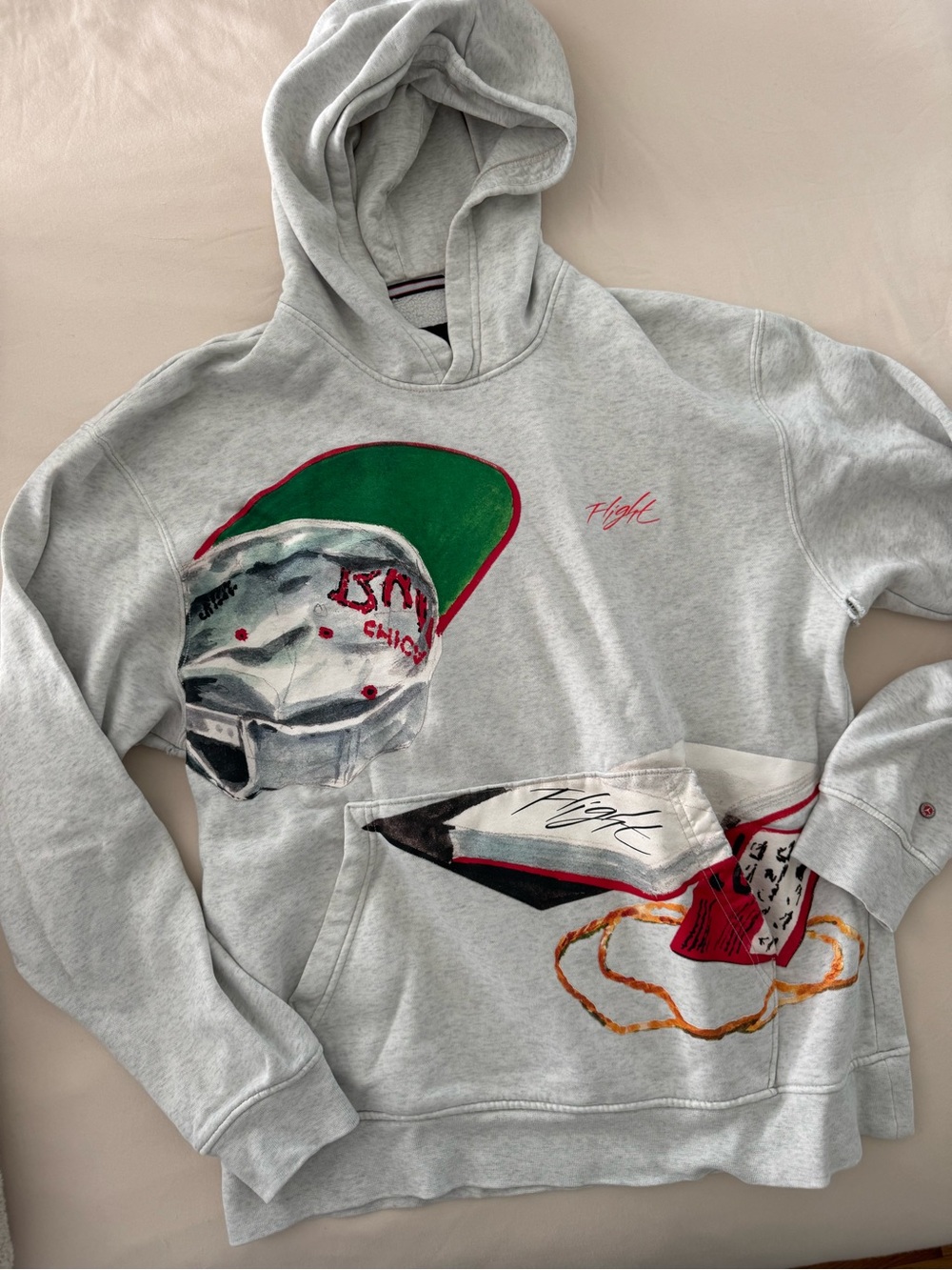 Jordan Light Gray Hoodie with Multicolor Graphic